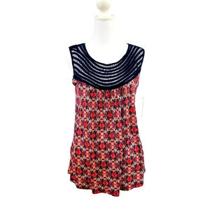 Loveappella Women Top Medium Sleeveless Crochet Boho